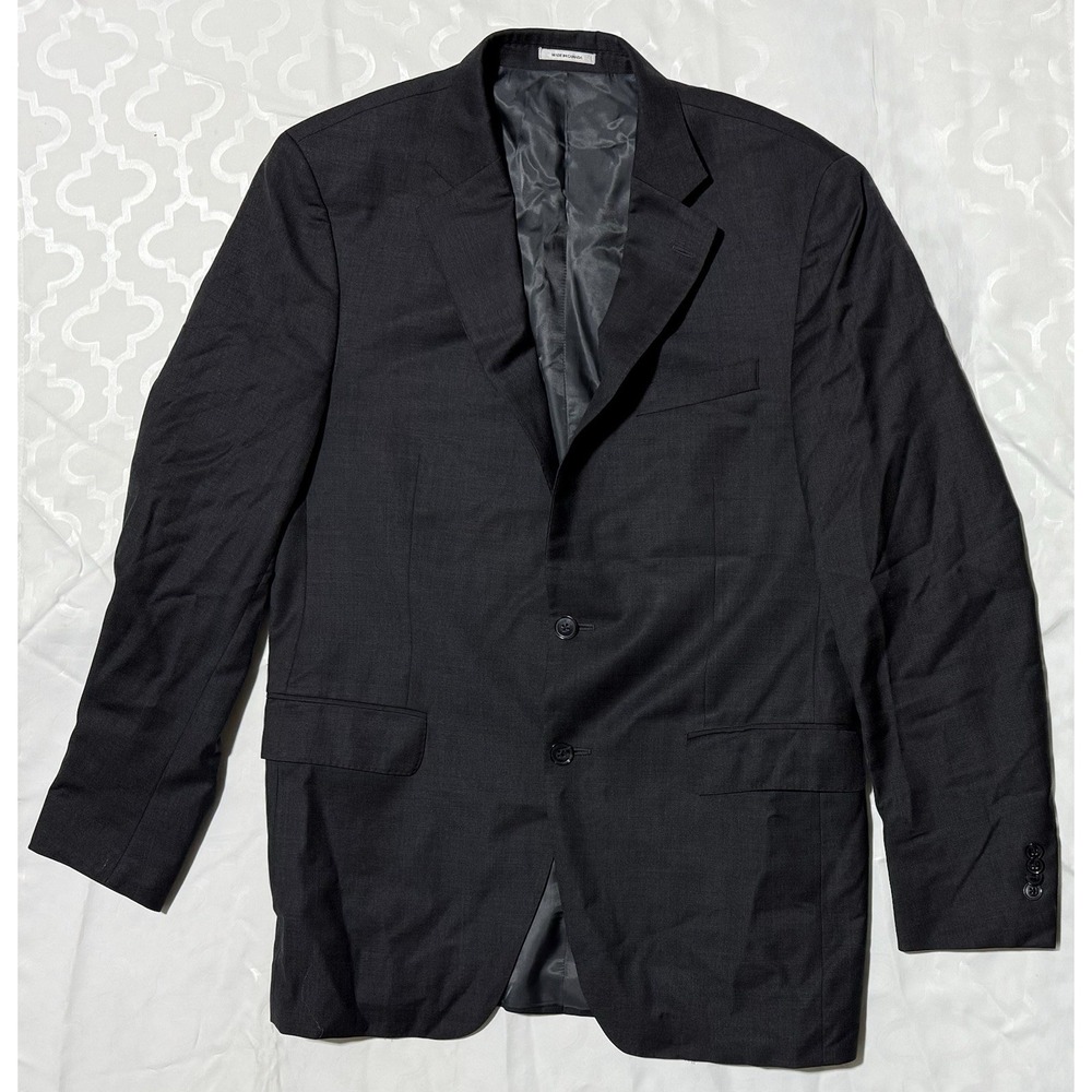 Peter Millar Blazer 100% Wool Sport Coat Preppy Men's 42T Long Charcoal‎ Gray